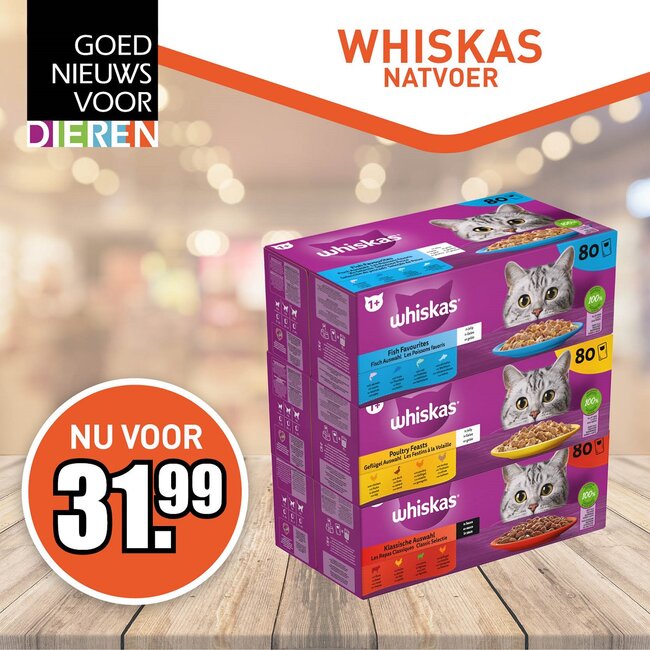 Whiskas natvoer 80-pack
